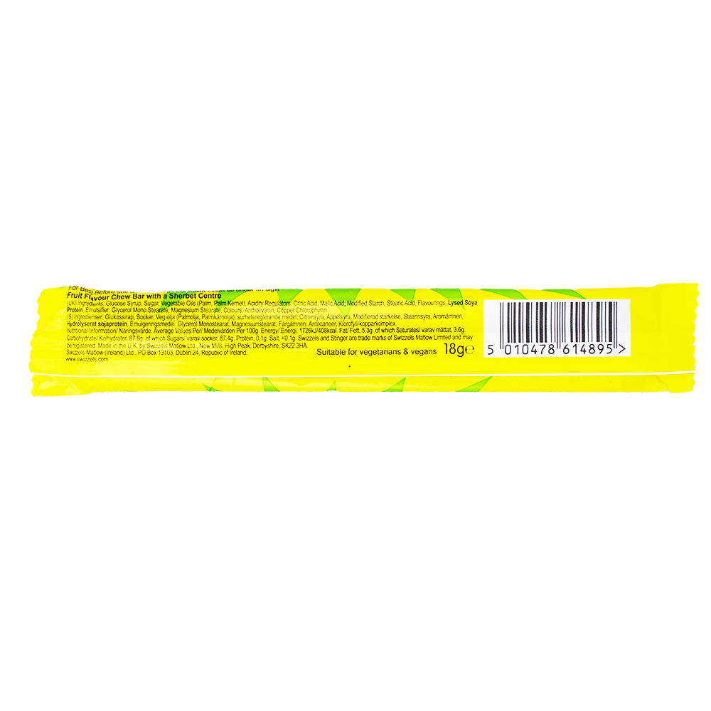 Swizzel's Stinger Chew Bar (UK) - 18g Nutrition Facts Ingredients - British Candy