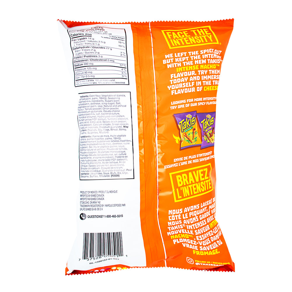 Takis Intense Nacho Tortilla Chips- 260g Nutrition Facts Ingredients