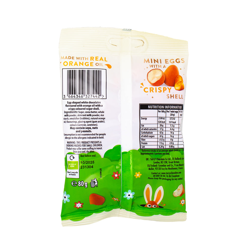 Terry's Chocolate Orange Mini Eggs White (UK) - 80g  Nutrition Facts Ingredients