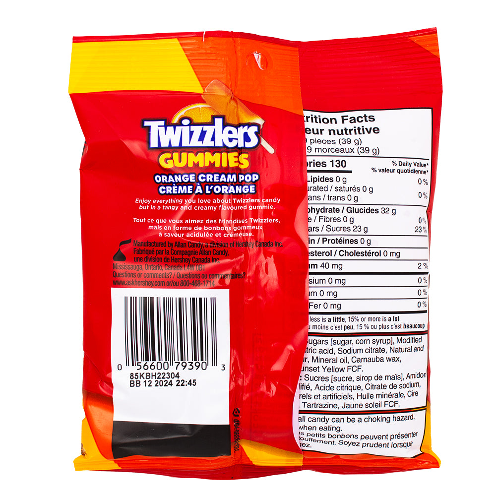Twizzlers Gummies Orange Cream Pop - 170g - Gummy Candy from Twizzlers Nutrition Facts Ingredients - 