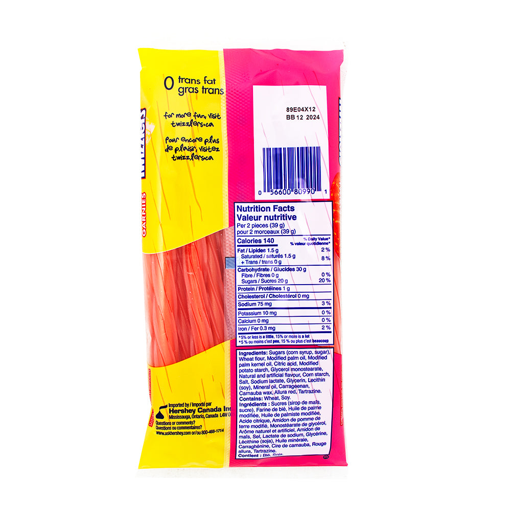 Twizzlers Pink Lemonade Filled Twists - 311g  Nutrition Facts Ingredients
