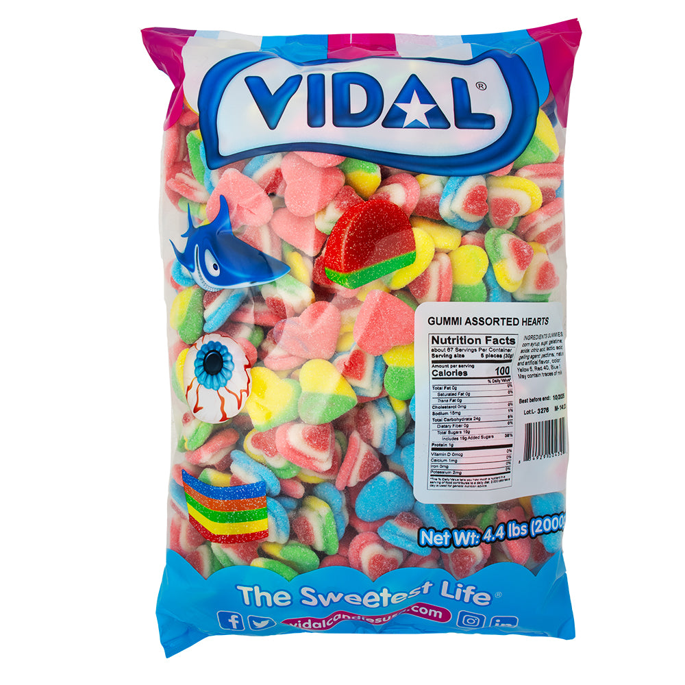Vidal Assorted Heart Gummies - 2kg-Valentine candy hearts-Candy hearts-Valentine’s Day ideas
