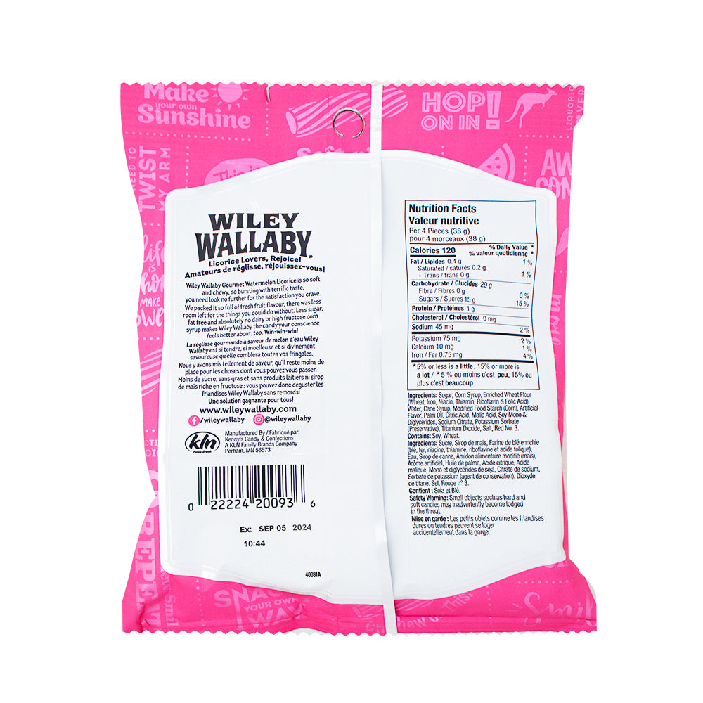 Wiley Wallaby Watermelon Licorice - 113g - Licorice Candy  Nutrition Facts Ingredients