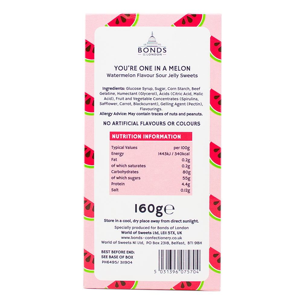 Bonds You're One in a Melon Sour Watermelon Slices (UK) - 160g - British Candy