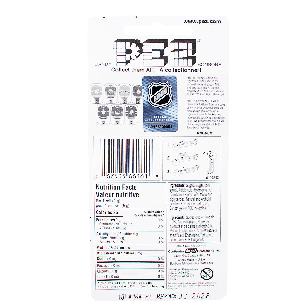 Pez NHL Jersey Jets  Nutrition Facts Ingredients