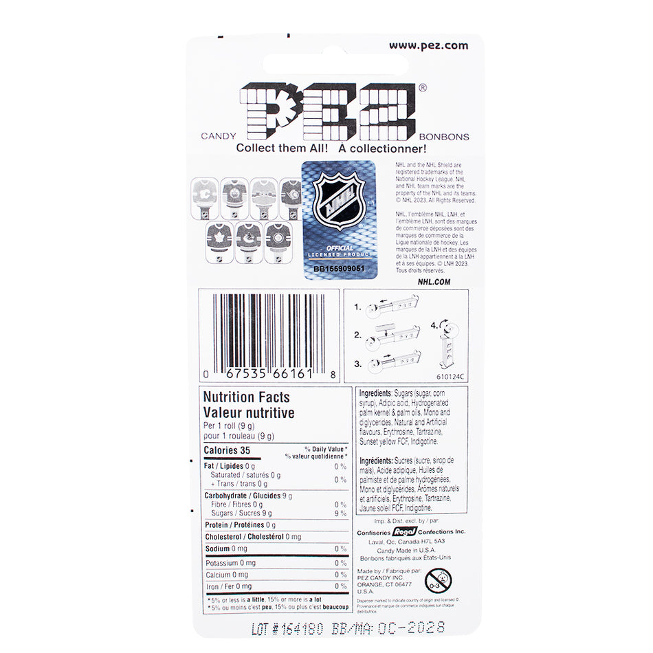 Pez NHL Jersey Jets  Nutrition Facts Ingredients