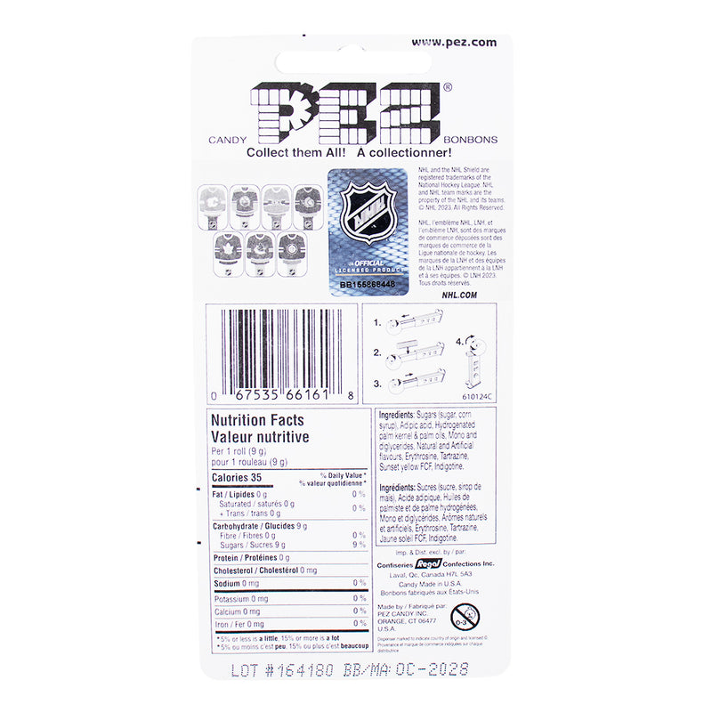 Pez NHL Jersey Mapple Leafs  Nutrition Facts Ingredients