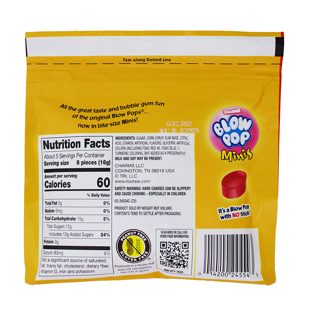 Charms Blow Pop Minis Christmas Pouch - 3oz Nutrition Facts Ingredients