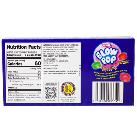 Charms Blow Pop Minis Christmas Theatre Pack - 3oz Nutrition Facts Ingredients