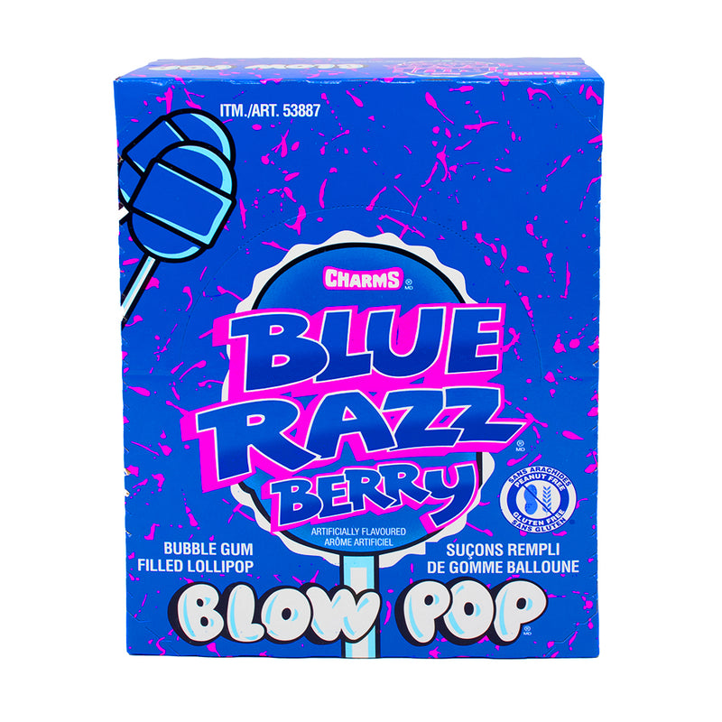 Charms Blue Razz Berry Blow Pop Box 884 g (48 Units) Charms Blue Razz Berry Blow Pop Box 884 g (48 Units)