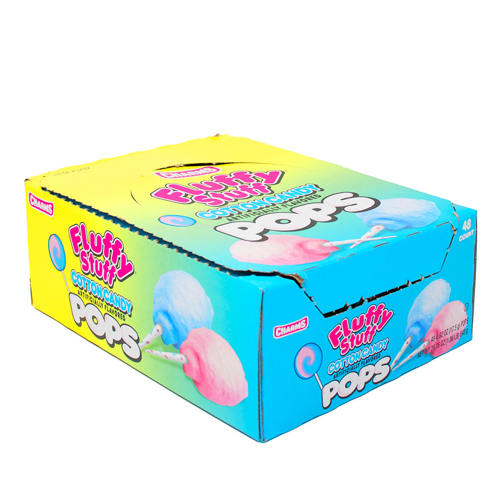 Charms Fluffy Stuff Cotton Candy Pops - 48 Lollipops