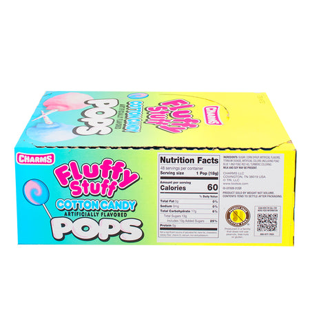 Charms Fluffy Stuff Cotton Candy Pops - 48 Lollipops   Nutrition Facts Ingredients