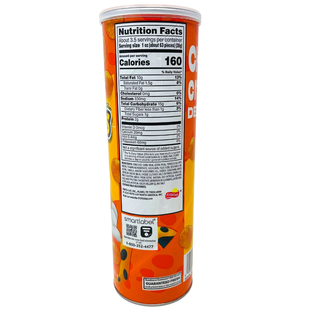 Cheetos Minis Cheddar Canister - 3.625oz Nutrition Facts Ingredients -Cheeto Puffs - Cheetos Cheese Puffs - Cheese Balls - Cheese Chips