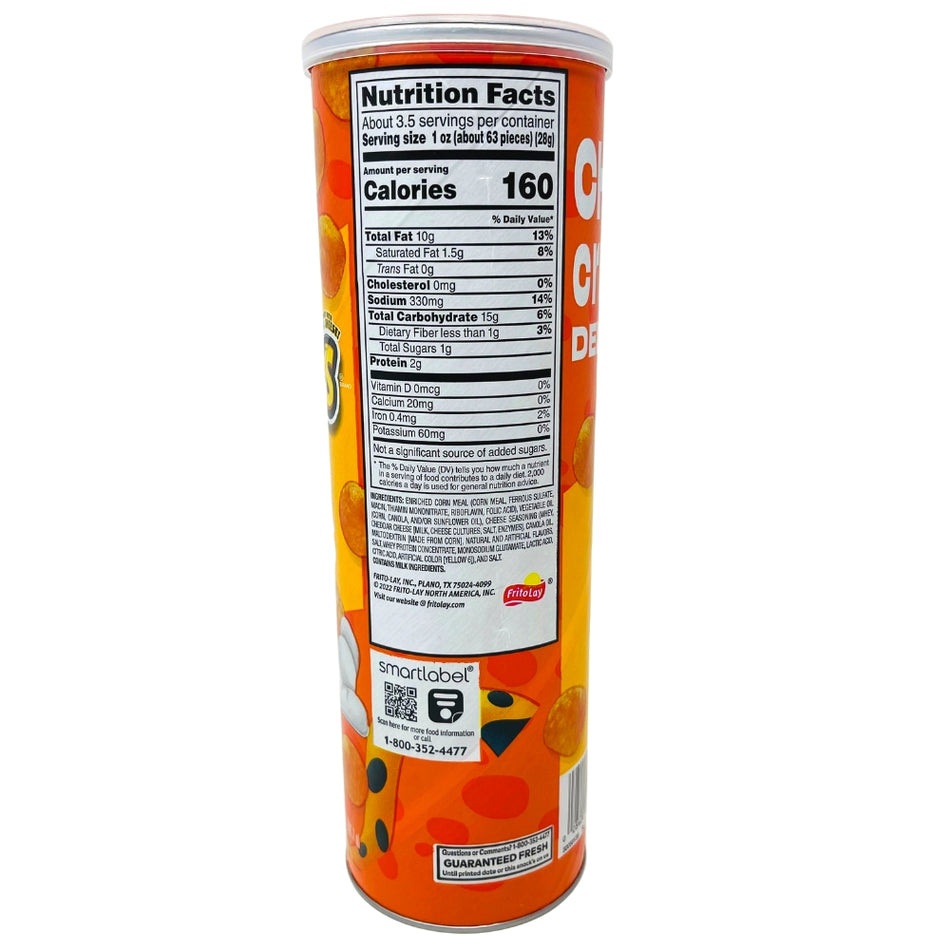 Cheetos Minis Cheddar Canister - 3.625oz Nutrition Facts Ingredients -Cheeto Puffs - Cheetos Cheese Puffs - Cheese Balls - Cheese Chips