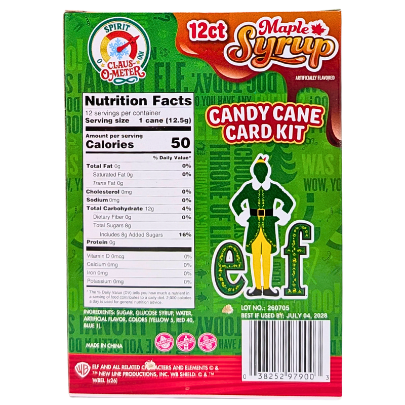 Christmas Elf Maple Syrup Candy Cane Card Kit - 150g
