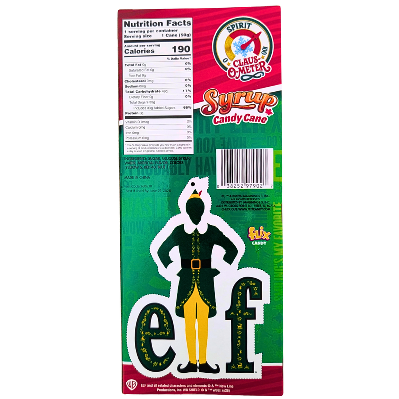 Christmas Elf Maple Syrup Jumbo Candy Cane - 50g