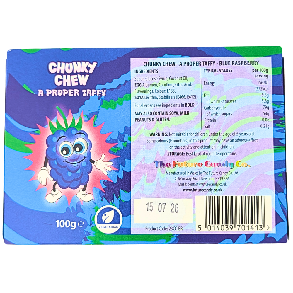 Chunky Raspberry Chunky Chew Blue Raspberry (UK) - 100g | Candy Funhouse US
