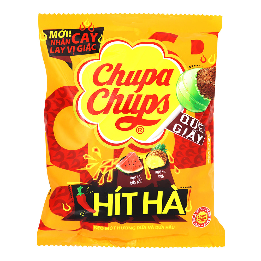 Chupa Chups Hit Ha Spicy Pineapple & Watermelon Lollipops (Vietnam) - 108g