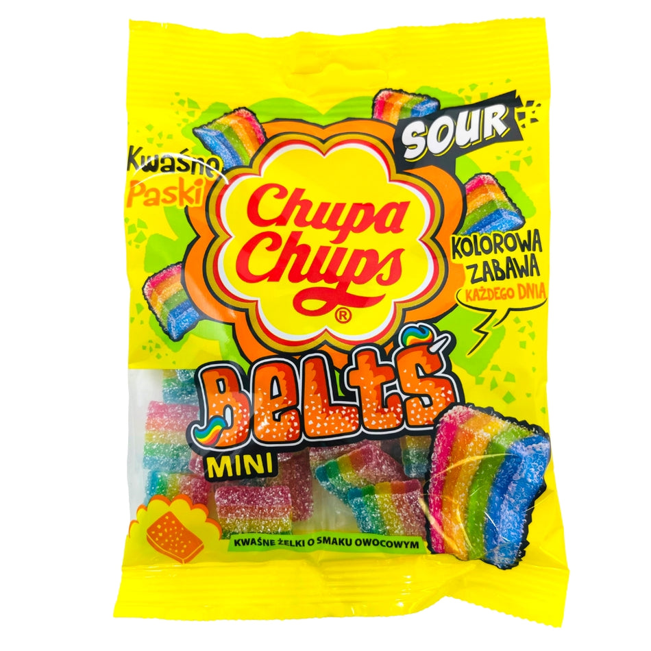 Chupa Chups Mini Sour Belts - 90g - Sour Belts Candy