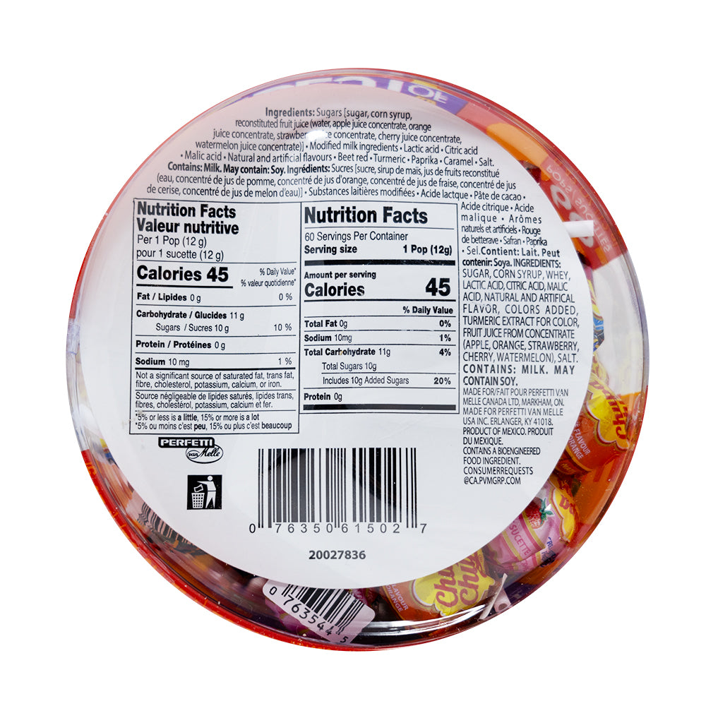 Chupa Chups Best of Lollipops 60ct - 720g  Nutrition Facts Ingredients
