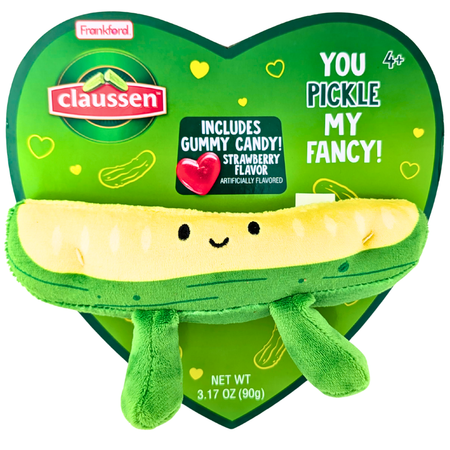 Claussen Pickle Gummy Heart Box with Plush Toy - 90g