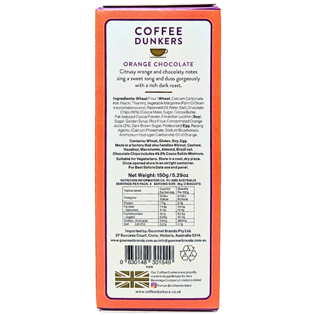 Coffee Dunkers Orange Chocolate Biscuits (UK) - 150g