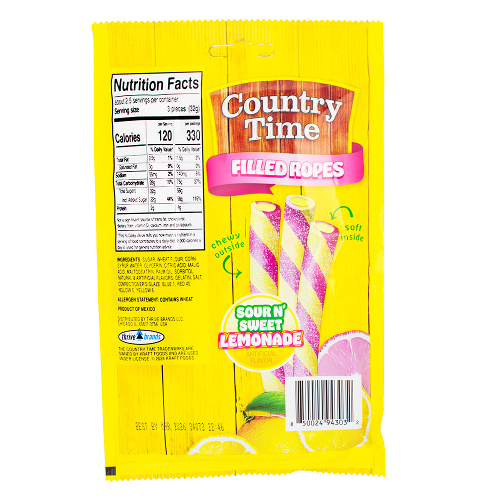 Country Time Filled Ropes- Sour N Sweet Lemonade 3ozNutrition Facts Ingredients