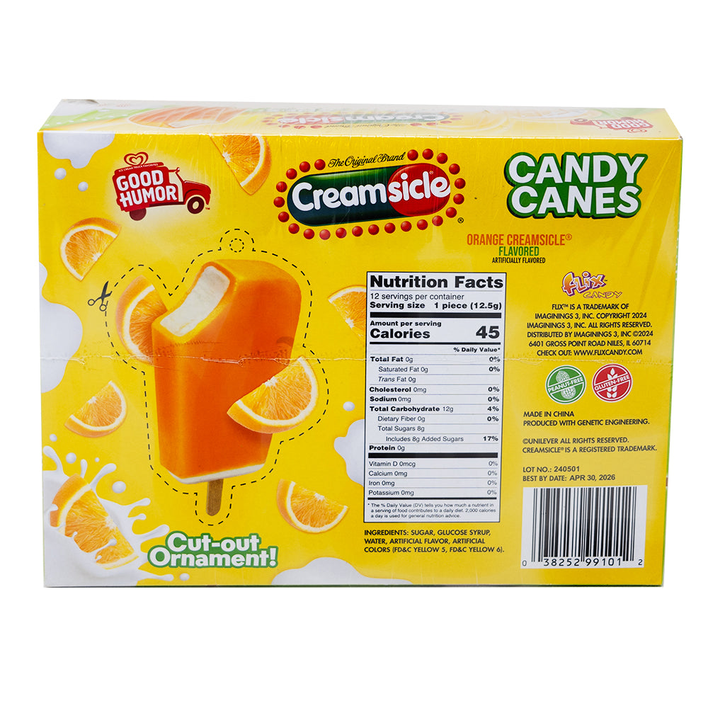 Good Humor Creamsicle Candy Canes - 12 Count  Nutrition Facts Ingredients
