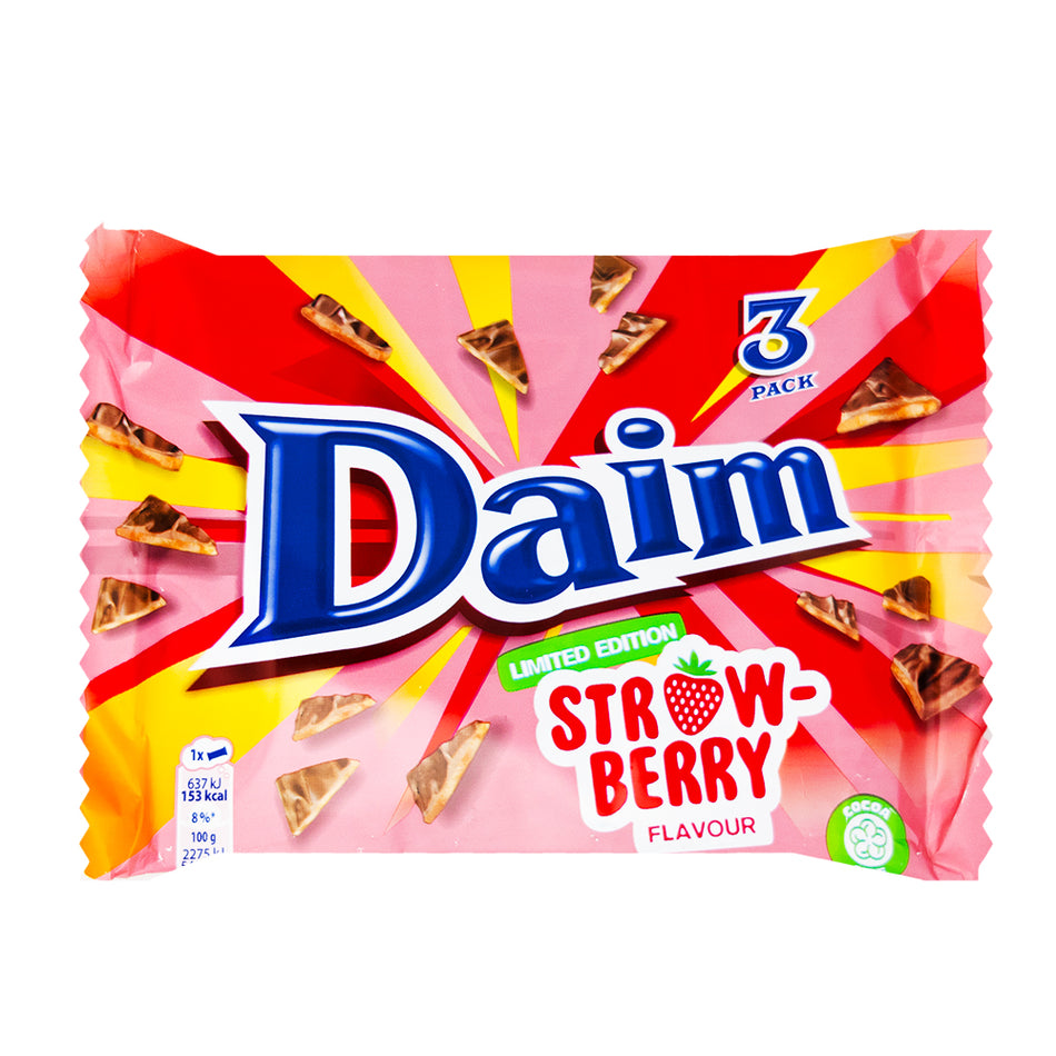 Cadbury Daim Strawberry Bars 3pk (UK) - 84g - Limited Edition - British Chocolate Bars