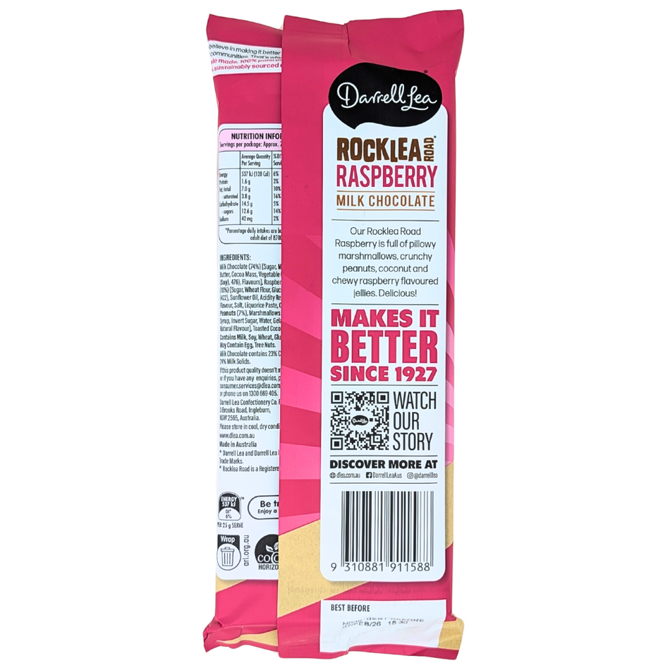 Darrell Lea Raspberry Rocklea Road Block (Australia) - 180g