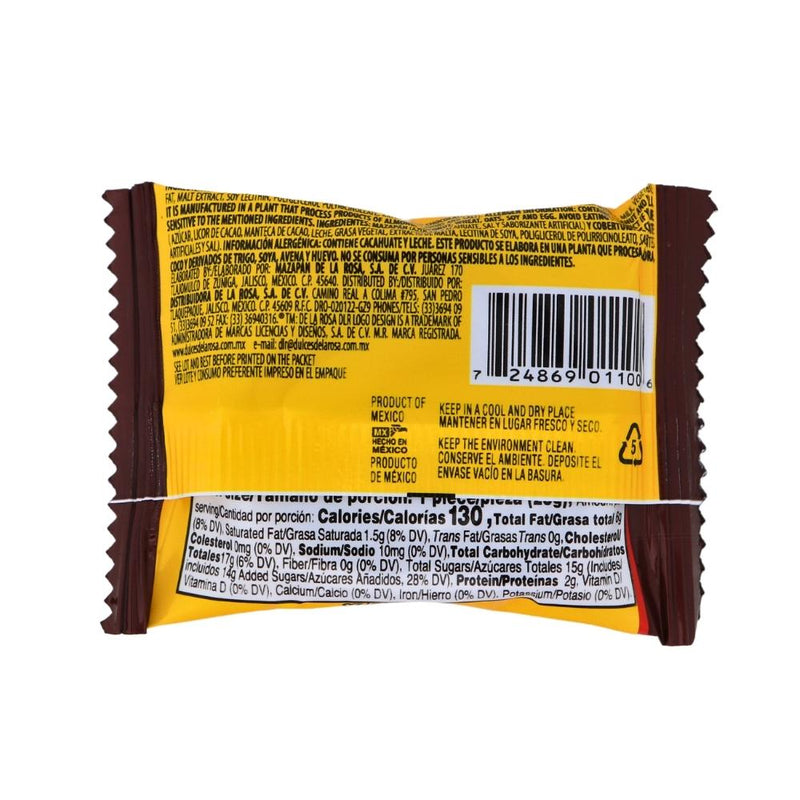 De La Rosa Marzipan Chocolate Covered Peanut Candy - 25g Nutrition Facts Ingredients-Mexican Candy-Chocolate Candy-De La Rosa 
