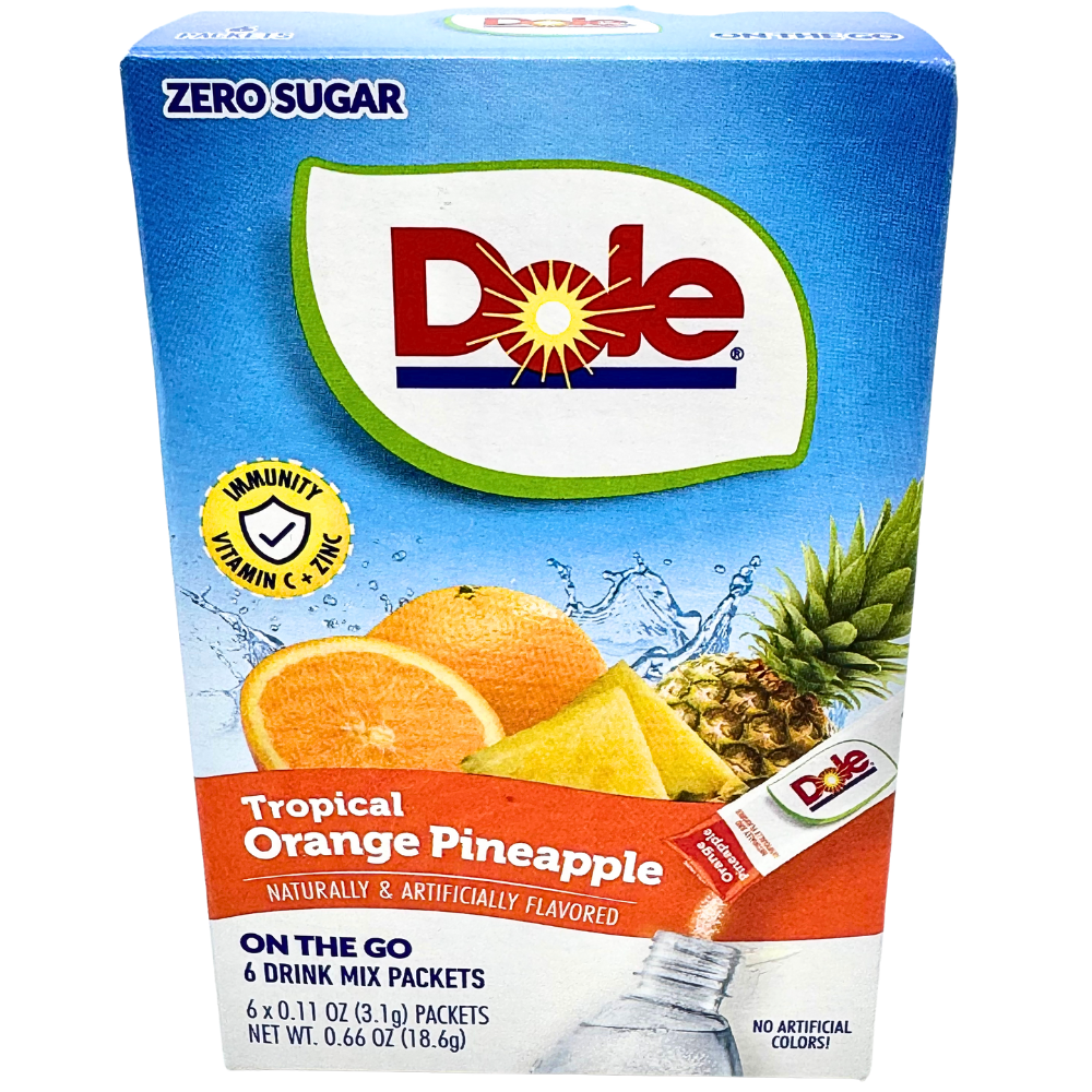 Dole Singles To Go Zero Sugar - Tropical Orange Pineapple - 18.6g