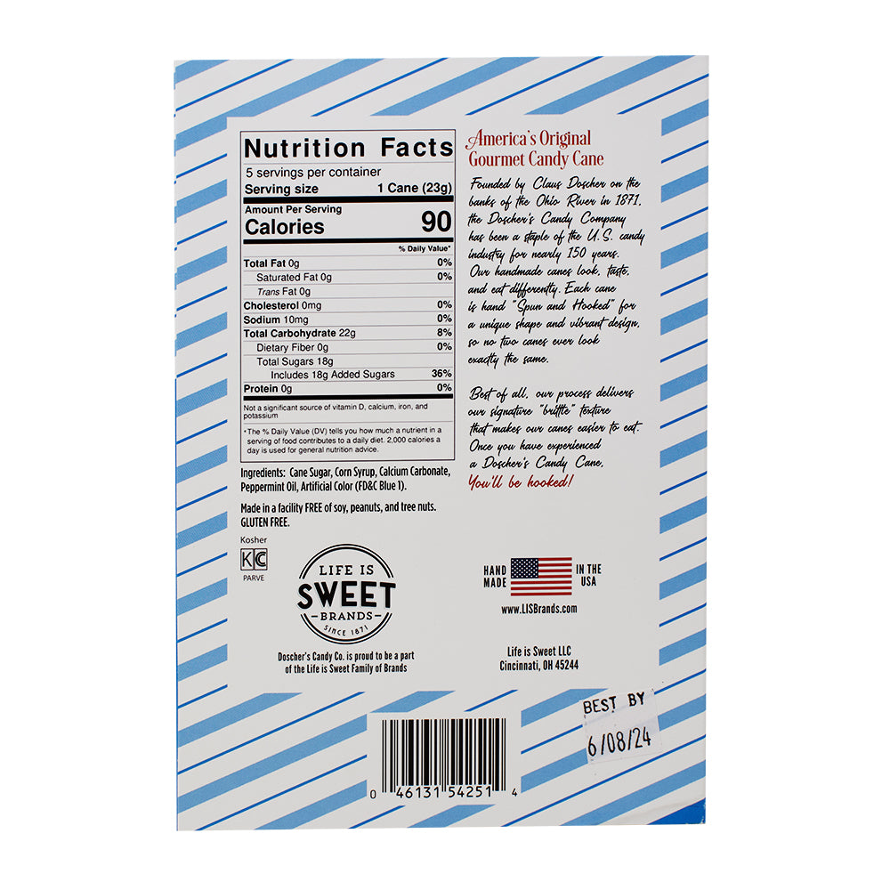 Hanukkah Candy Canes 12ct - 4.05oz Nutrition Facts Ingredients