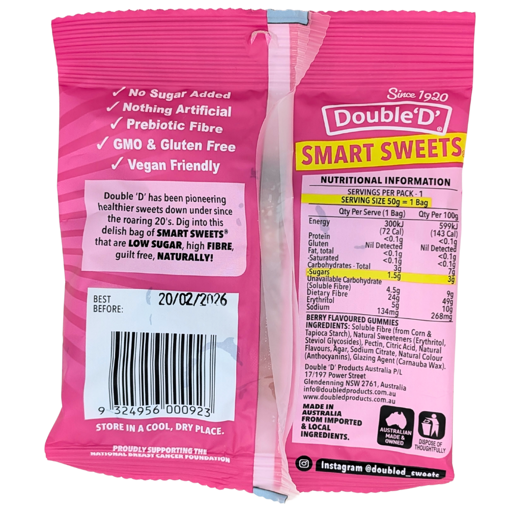 Double 'D' Smart Sweets Berry Bears (Australia) - 50g