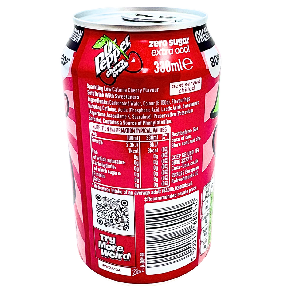 Dr. Pepper Cherry Crush Zero Sugar (UK) - 330mL