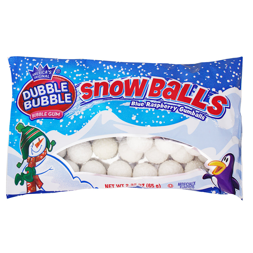 Dubble Bubble Snowballs Blue Raspberry Gumballs  - 2.32oz