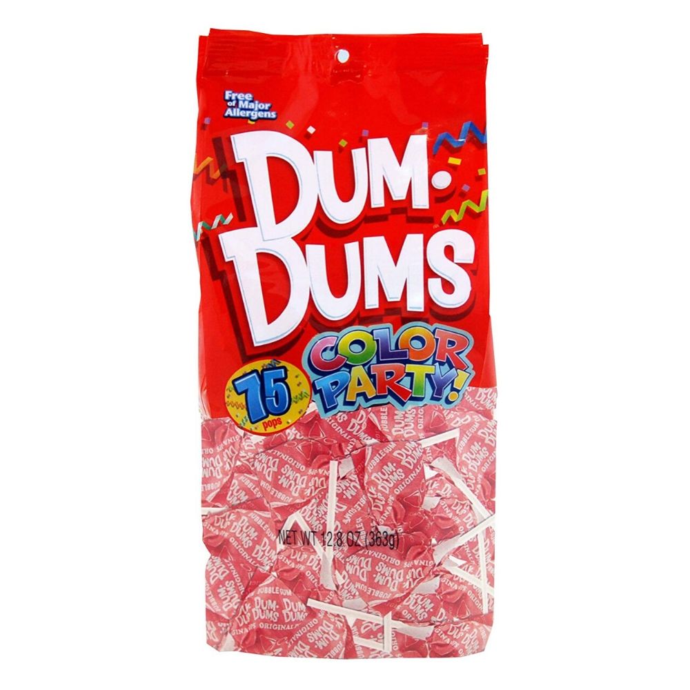 Dum Dums Color Party Light Pink Bubble Gum Lollipops-75 CT