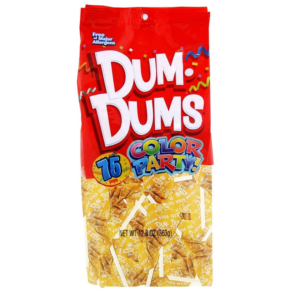 Dum Dums Color Party Yellow Cream Soda Lollipops-75 CT