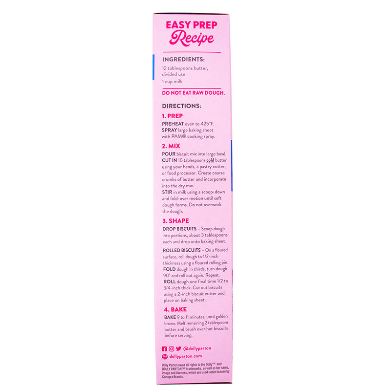 Dolly Parton Southern Buttermilk Biscuit Mix - 16oz Nutrition Facts Ingredients-Dolly Parton cake mix-Biscuit Mix