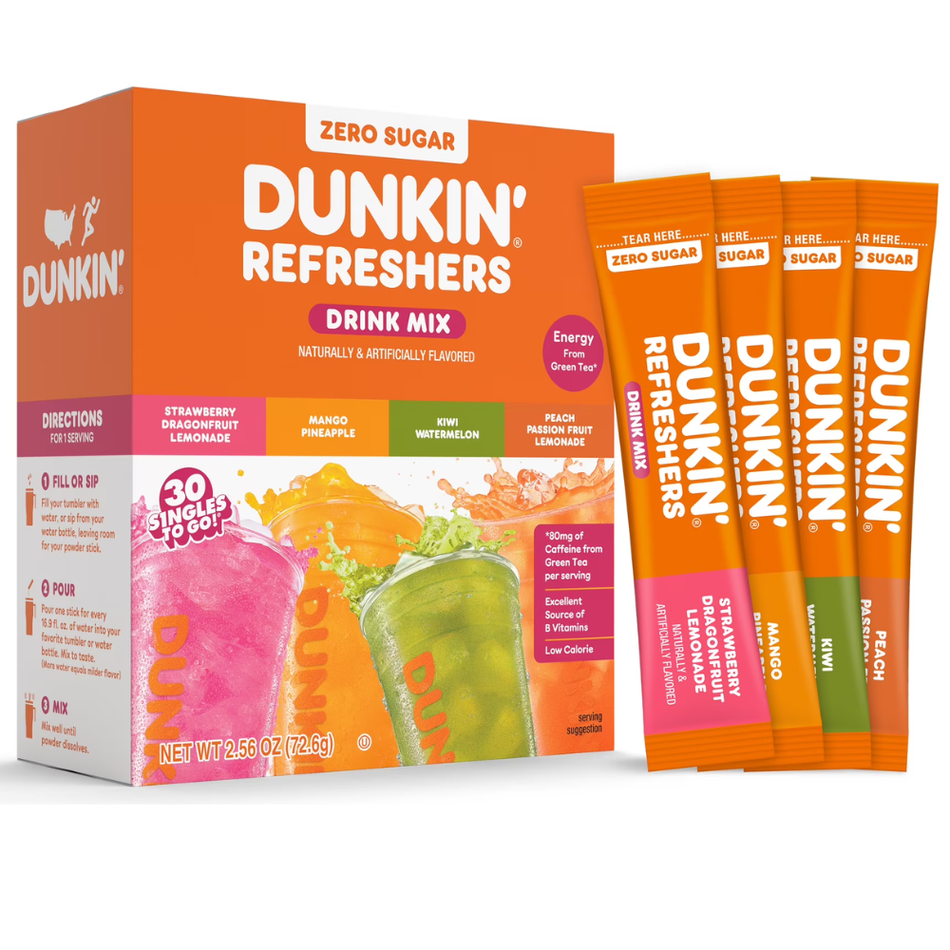 Dunkin' Singles To Go Zero Sugar - Four Flavor Variety Pack - 30 Pack
