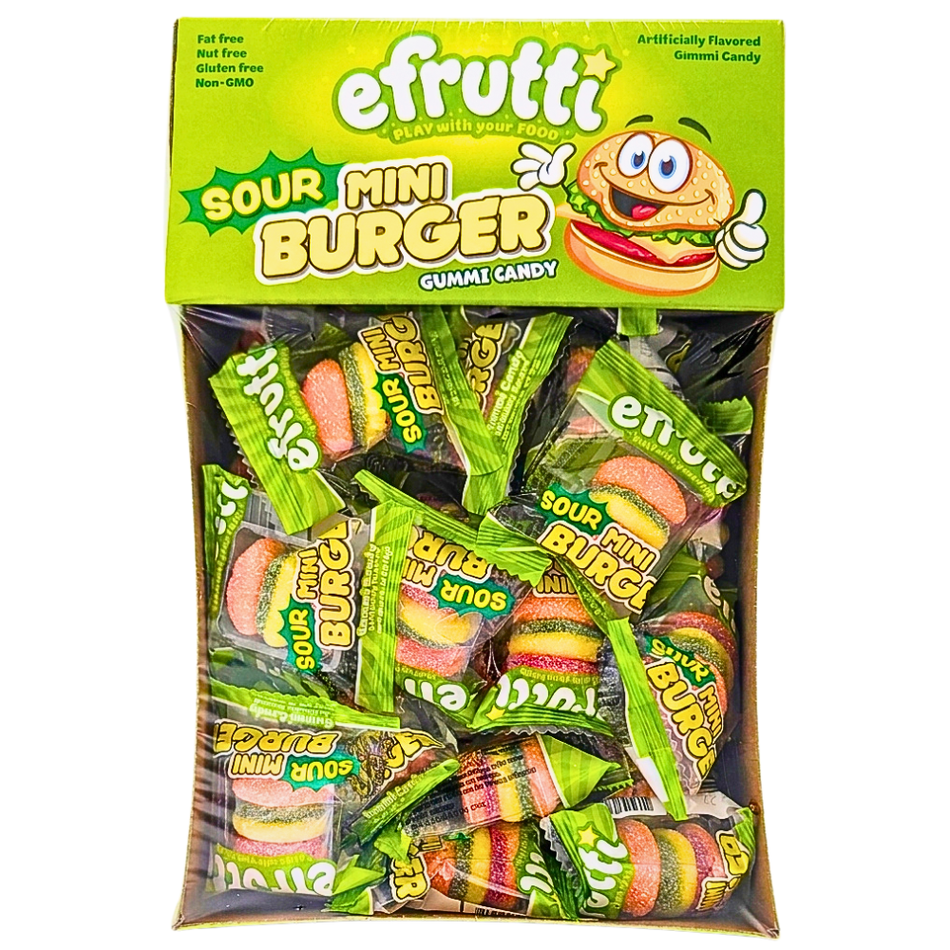 efrutti Gummi Sour Burger Candy - 60ct