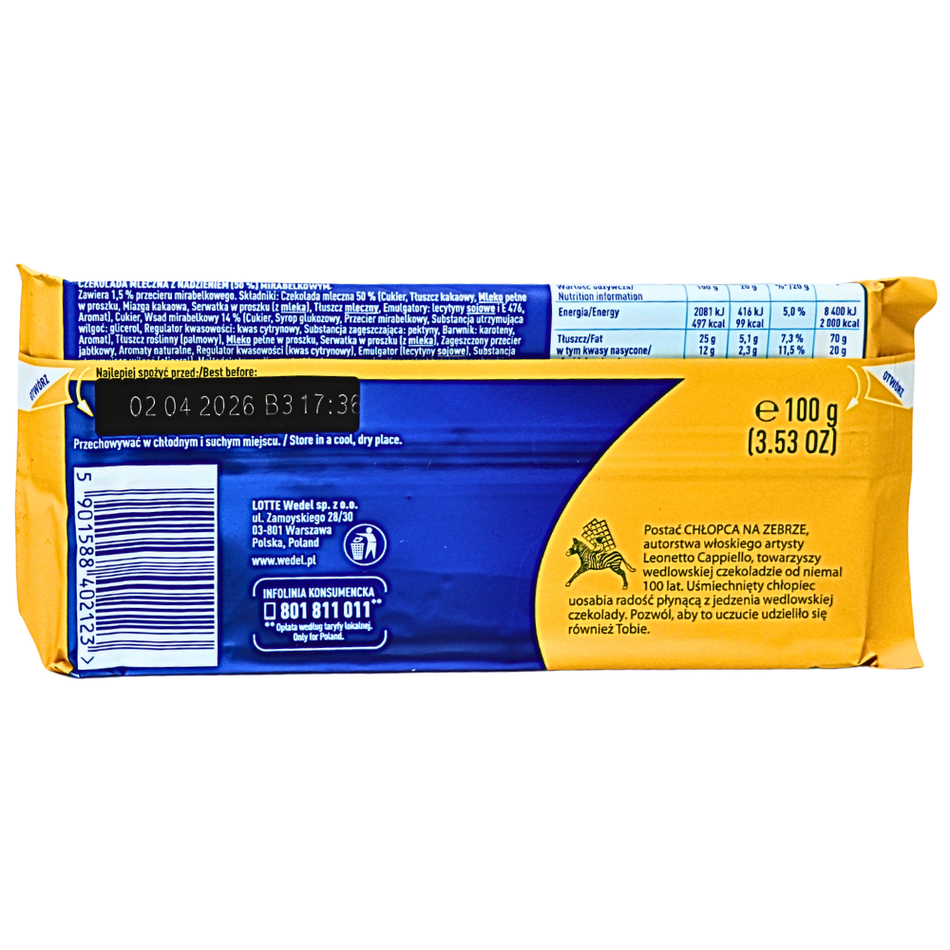 E. Wedel Milk Chocolate with Mirabelle Plum Filling (Poland) - 100g