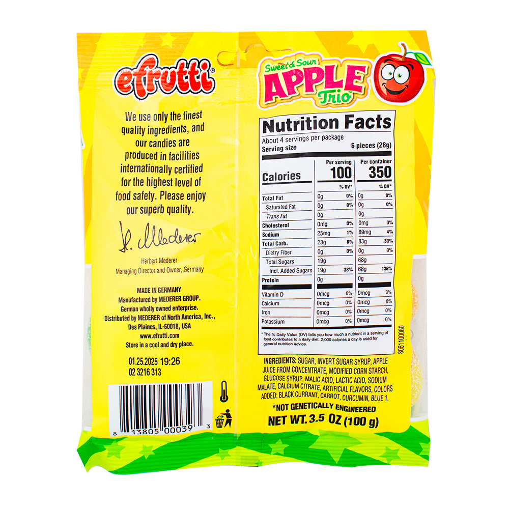 efrutti Apple Trio - 3.5oz Nutrition Facts Ingredients