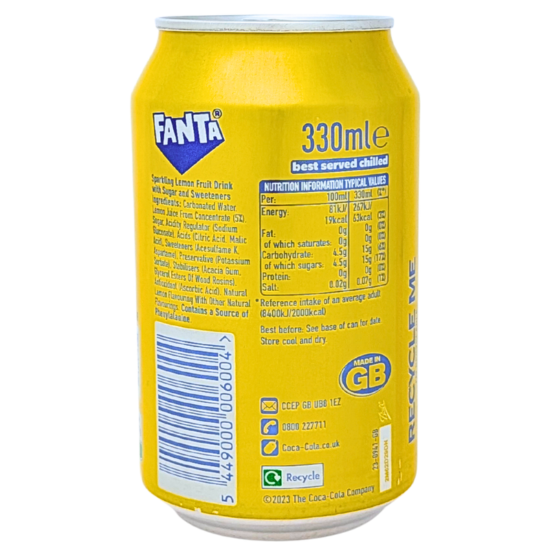 Fanta Lemon (UK) - 330mL