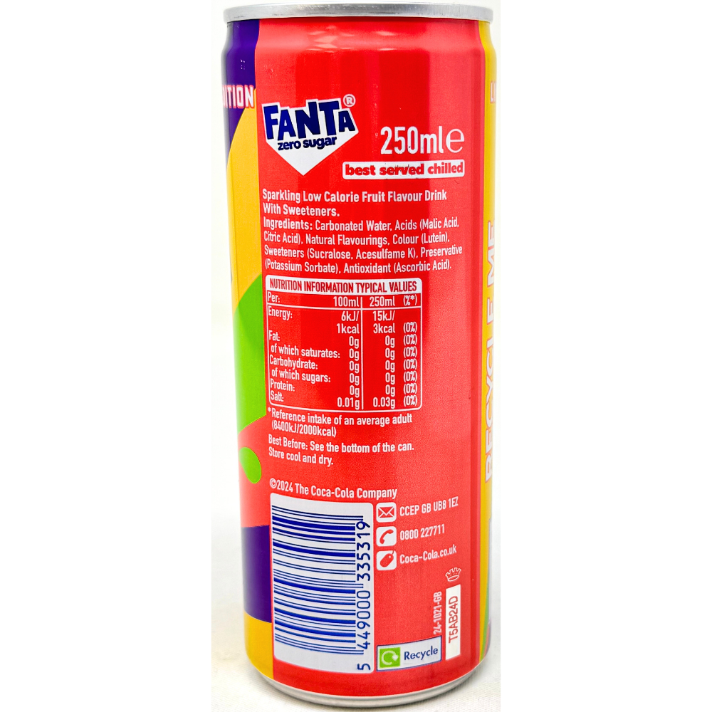 Fanta Tutti Frutti Zero Sugar (UK) - 250mL