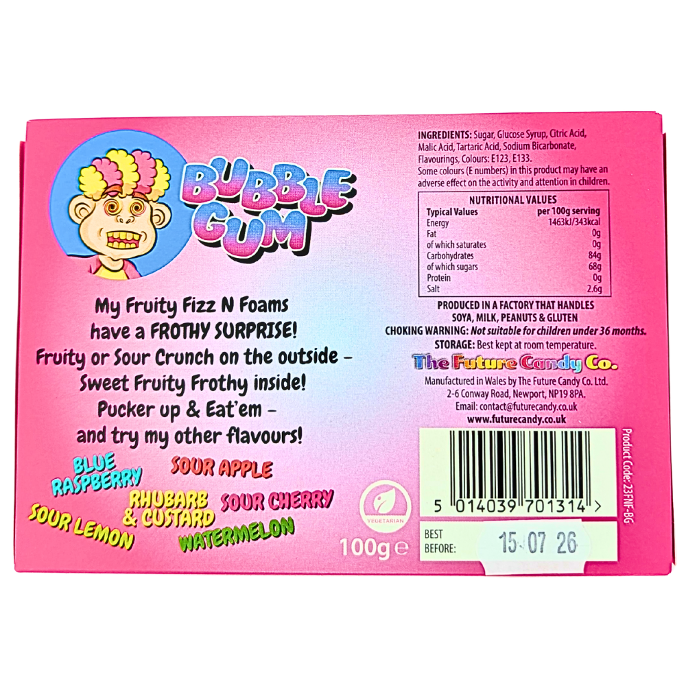 Fizz N Foam Candy Bubble Gum Flavour (UK) - 100g