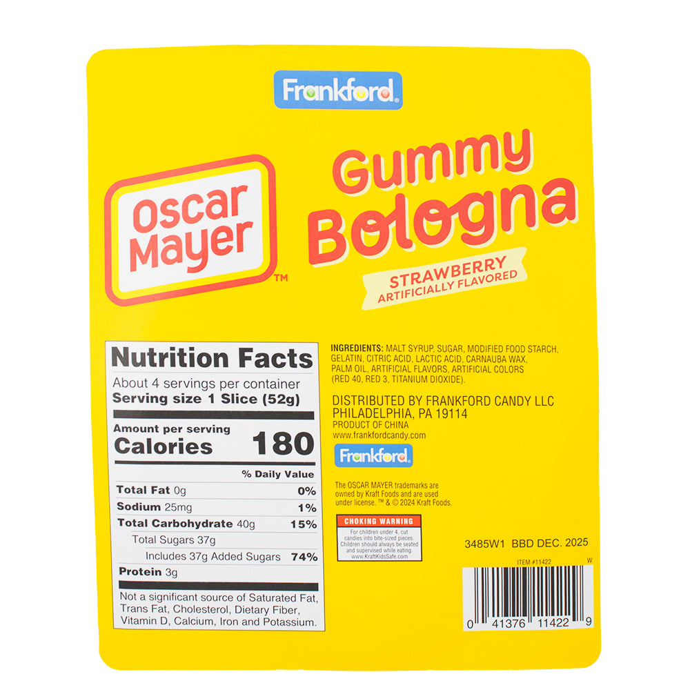 Oscar Mayer Gummy Bologna Slices - 7.27oz   Nutrition Facts Ingredients