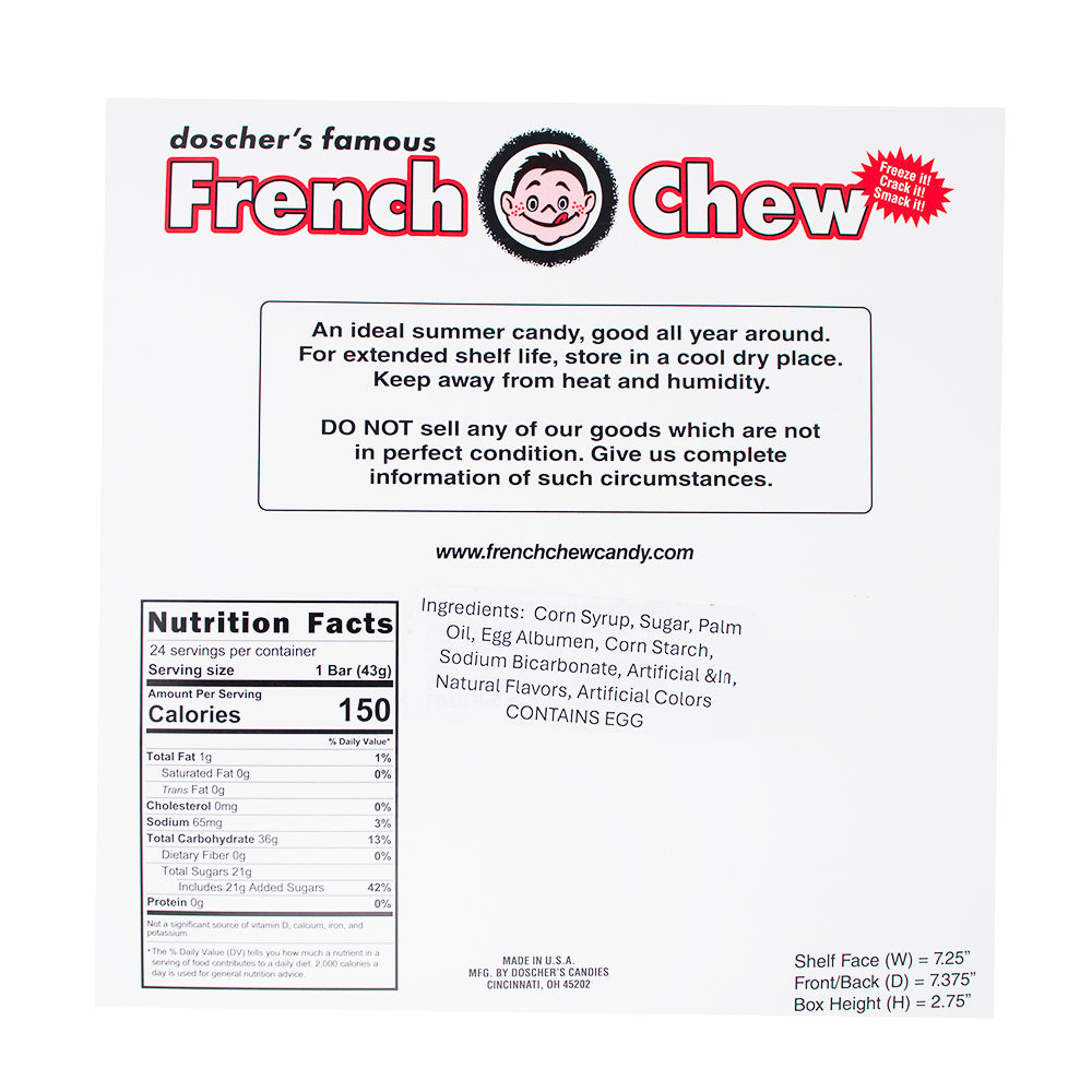 Doscher's Soda Pop Chew Mountain - 1.5oz  Nutrition Facts Ingredients