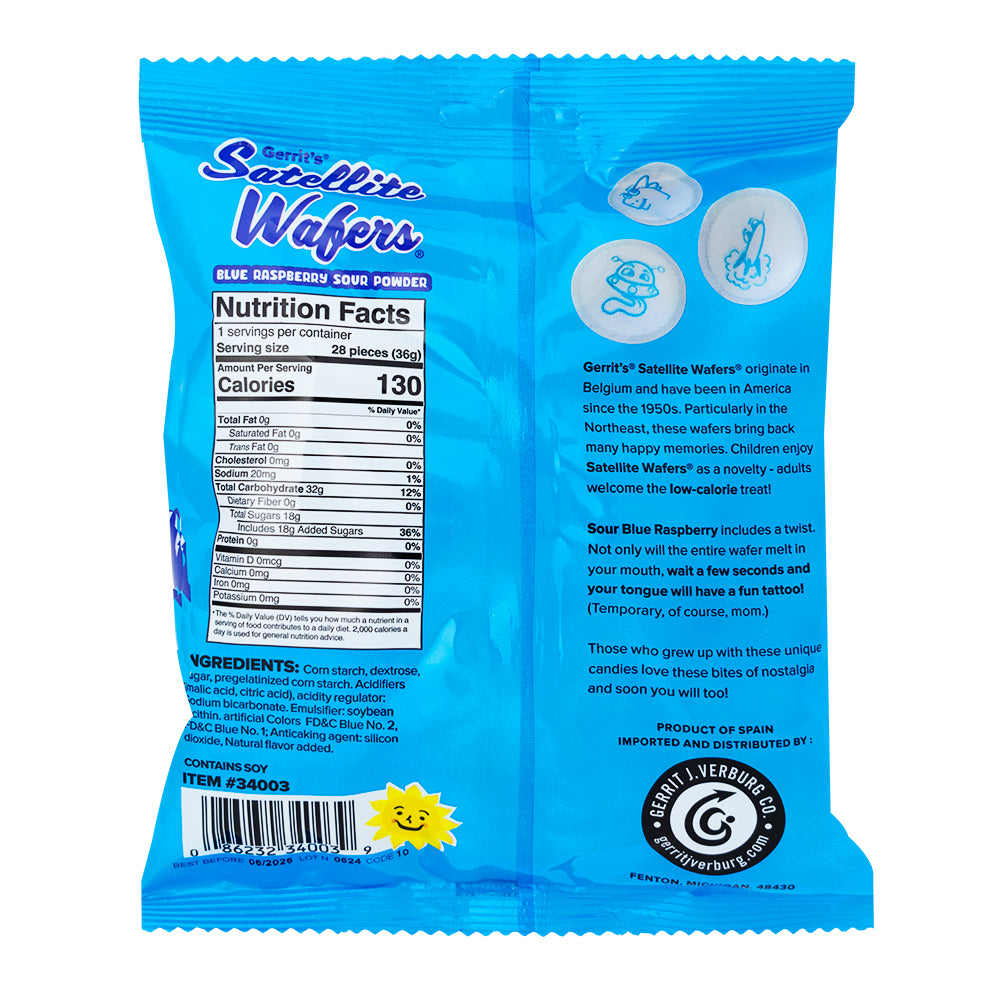 Gerrit's Blue Raspberry Satellite Wafers With Tongue Tattoo - 36g