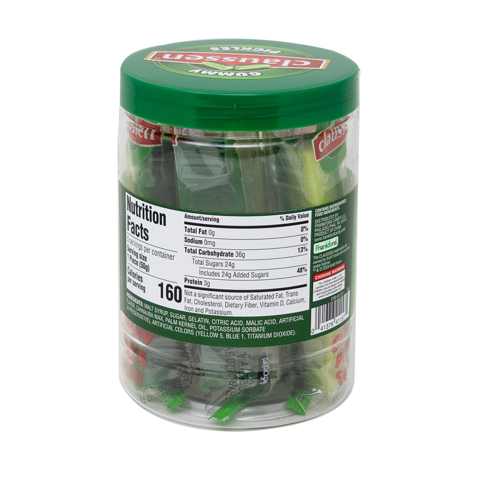 Frankford Claussen Gummy Pickle Jar - 8.82oz  Nutrition Facts Ingredients
